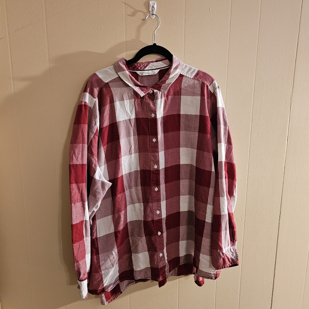 Riders by Lee Indigo 3X Red and White Buffalo Plaid Top